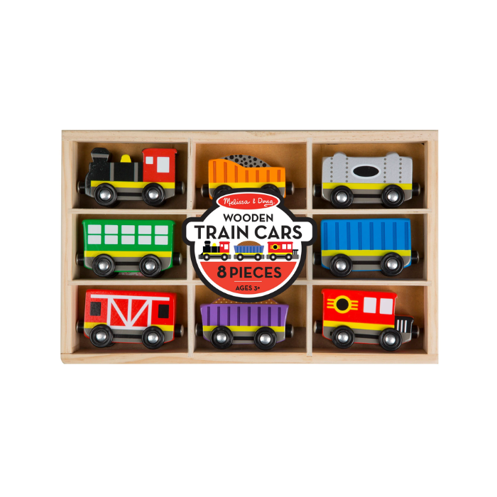 Wooden Train Cars - Set of 8