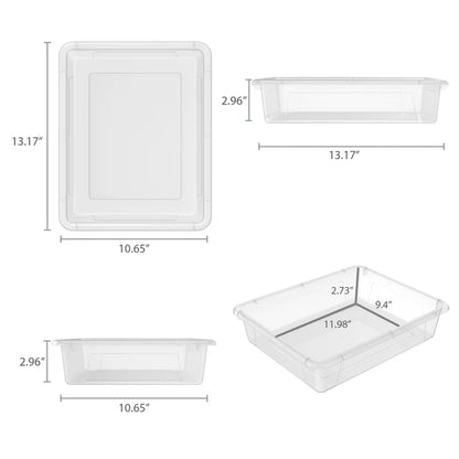 Flat Storage Tray with Lid - Translucent - Pack of 5