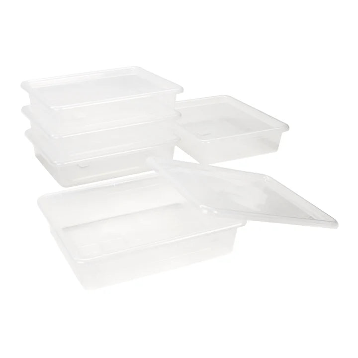 Flat Storage Tray with Lid - Translucent - Pack of 5