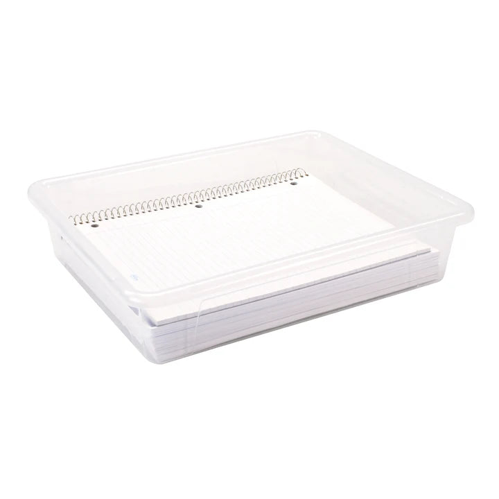 Flat Storage Tray with Lid - Translucent - Pack of 5