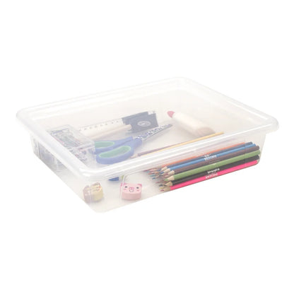 Flat Storage Tray with Lid - Translucent - Pack of 5