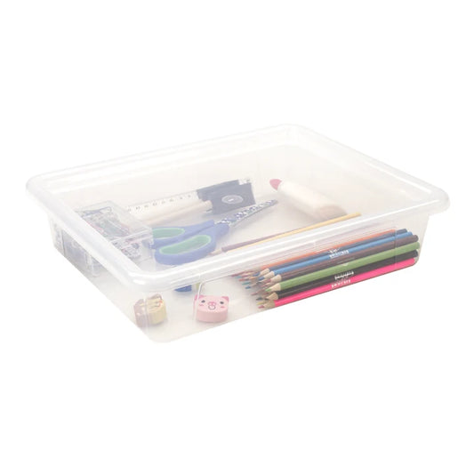 Flat Storage Tray with Lid - Translucent - Pack of 5
