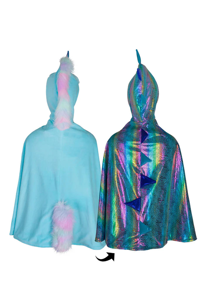 Rainbow Reversible Unicorn Dragon Cape Costume