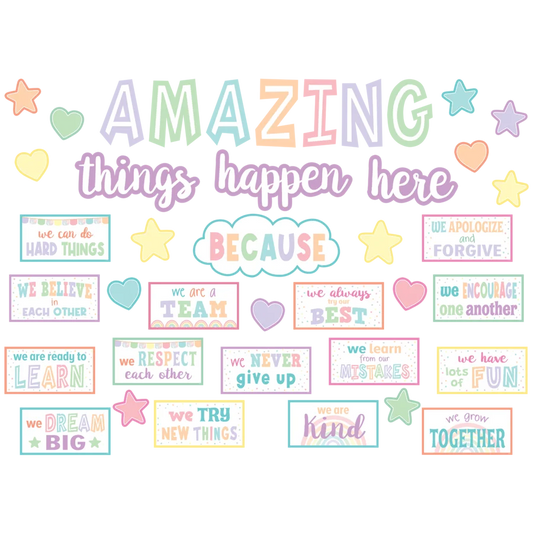 Pastel Pop Amazing Things Happen Here Bulletin Board