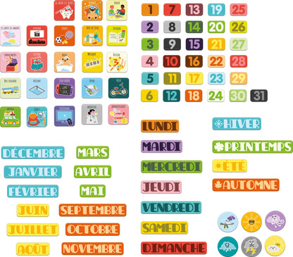 Wooden Magnetic Calendar Accessories - French