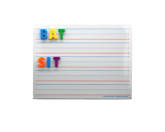 9" x 12" Magnetic, Red & Blue Ruled, Two-Sided, Dry-Erase Learning Mat