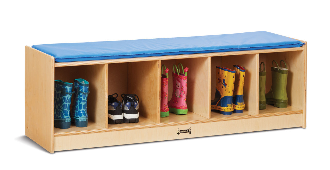 Jonti-Craft® 5 Section Bench Locker. With a choice of coloured cushion