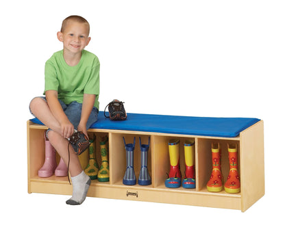 Casier-banc Jonti-Craft® à 5 sections. Avec coussin coloré au choix