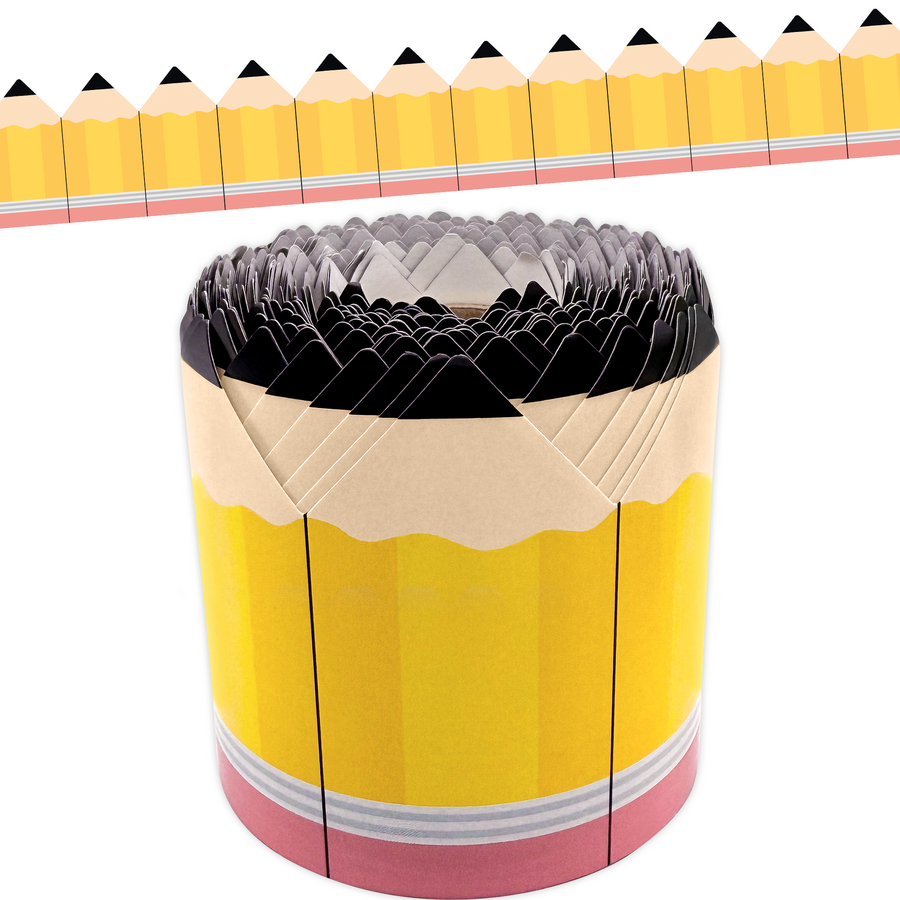 Pencils Die-Cut Rolled Border Trim - 50'
