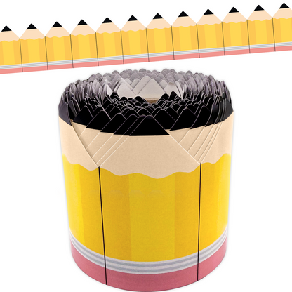 Pencils Die-Cut Rolled Border Trim - 50'