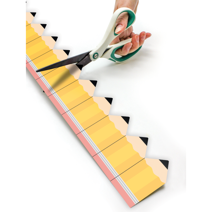Pencils Die-Cut Rolled Border Trim - 50'