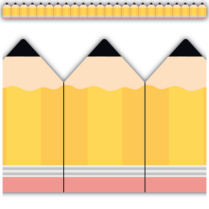 Pencils Die-Cut Rolled Border Trim - 50'