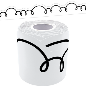 White with Black Squiggles Die-Cut Rolled Trimmer 50'
