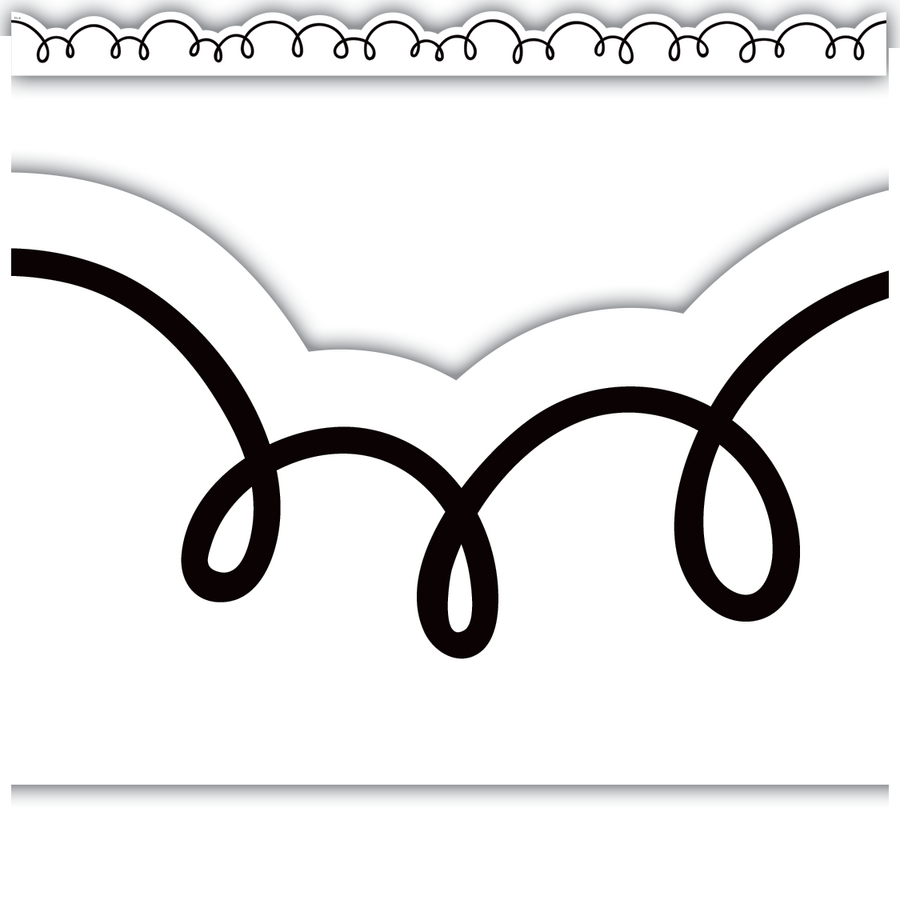 White with Black Squiggles Die-Cut Rolled Trimmer 50'