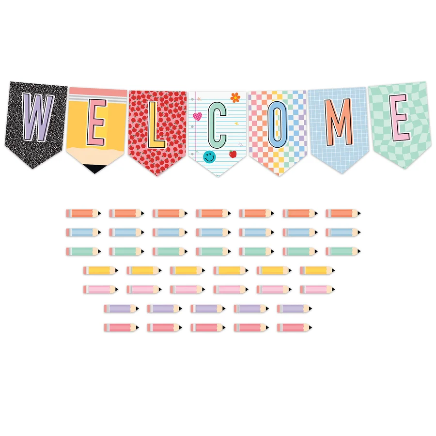 Cool for School Pennants Welcome Bulletin Board