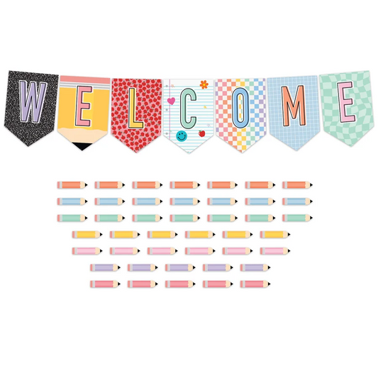 Cool for School Pennants Welcome Bulletin Board
