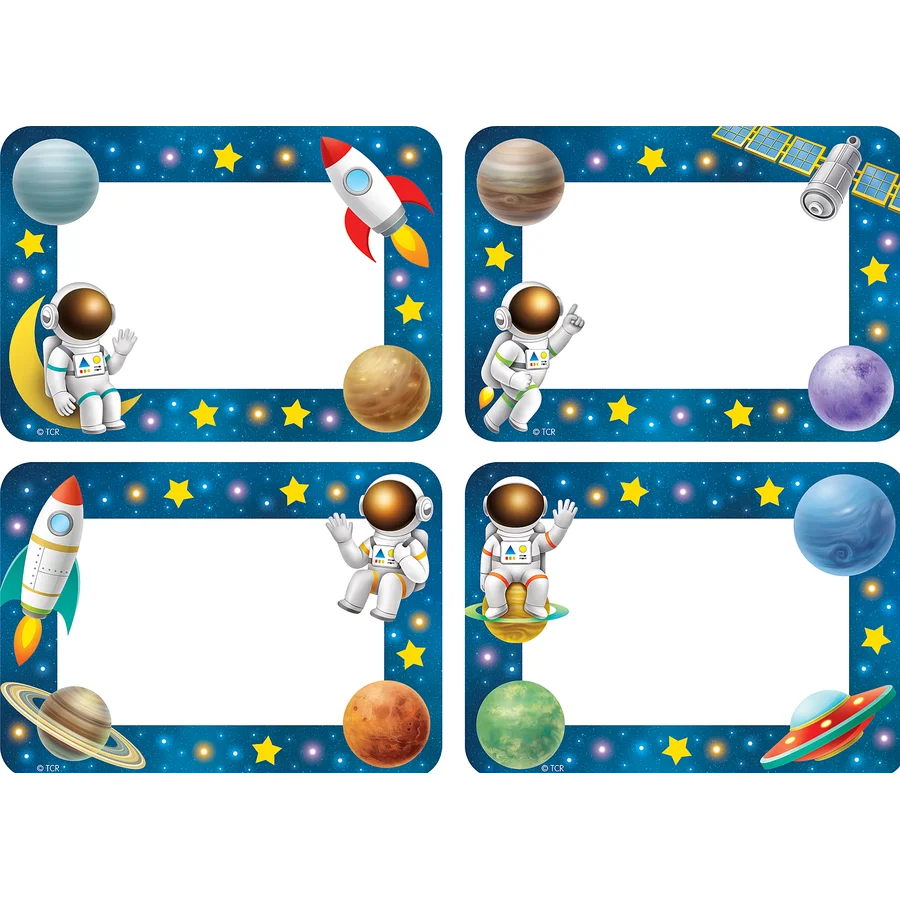 Outer Space Crew Name Tags/Labels - Multi-Pack