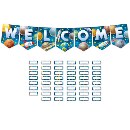 Outer Space Crew Pennants Welcome Bulletin Board