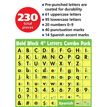 Cool for School Checkers 4" Bold Block Letters Combo Pack
