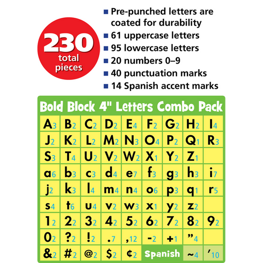 Cool for School Checkers 4" Bold Block Letters Combo Pack