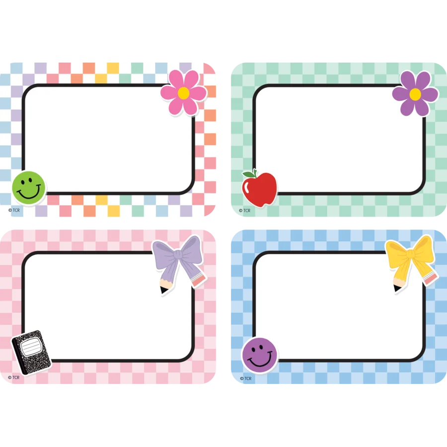 Cool for School Checkers Name Tags/Labels - Multi-Pack