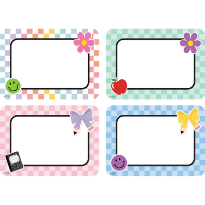Cool for School Checkers Name Tags/Labels - Multi-Pack