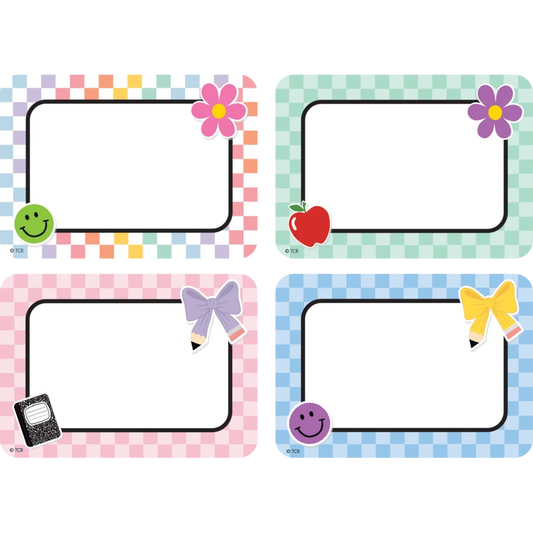 Cool for School Checkers Name Tags/Labels - Multi-Pack