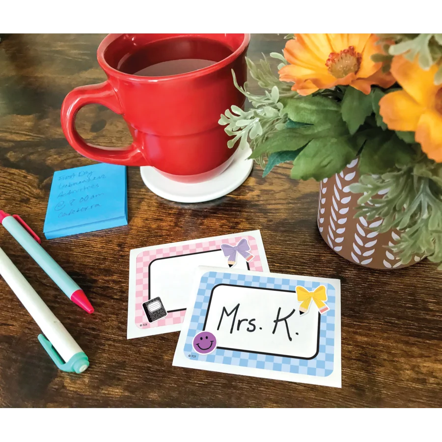 Cool for School Checkers Name Tags/Labels - Multi-Pack