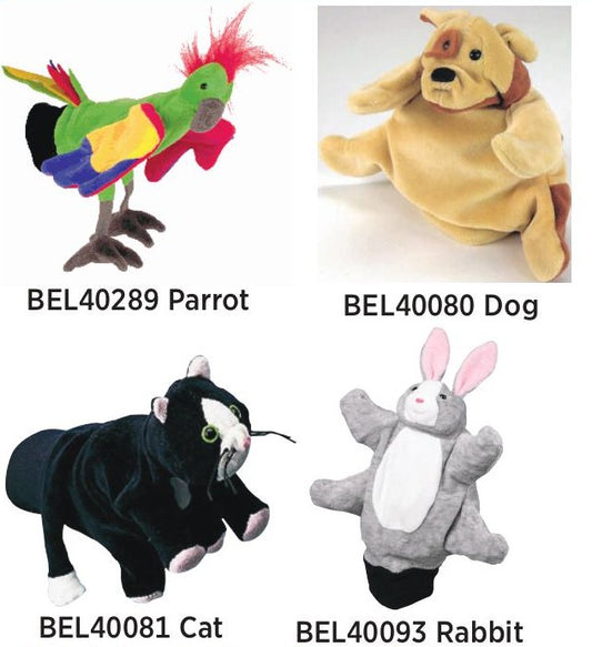 Pet Animals Hand Puppets - Set of 4