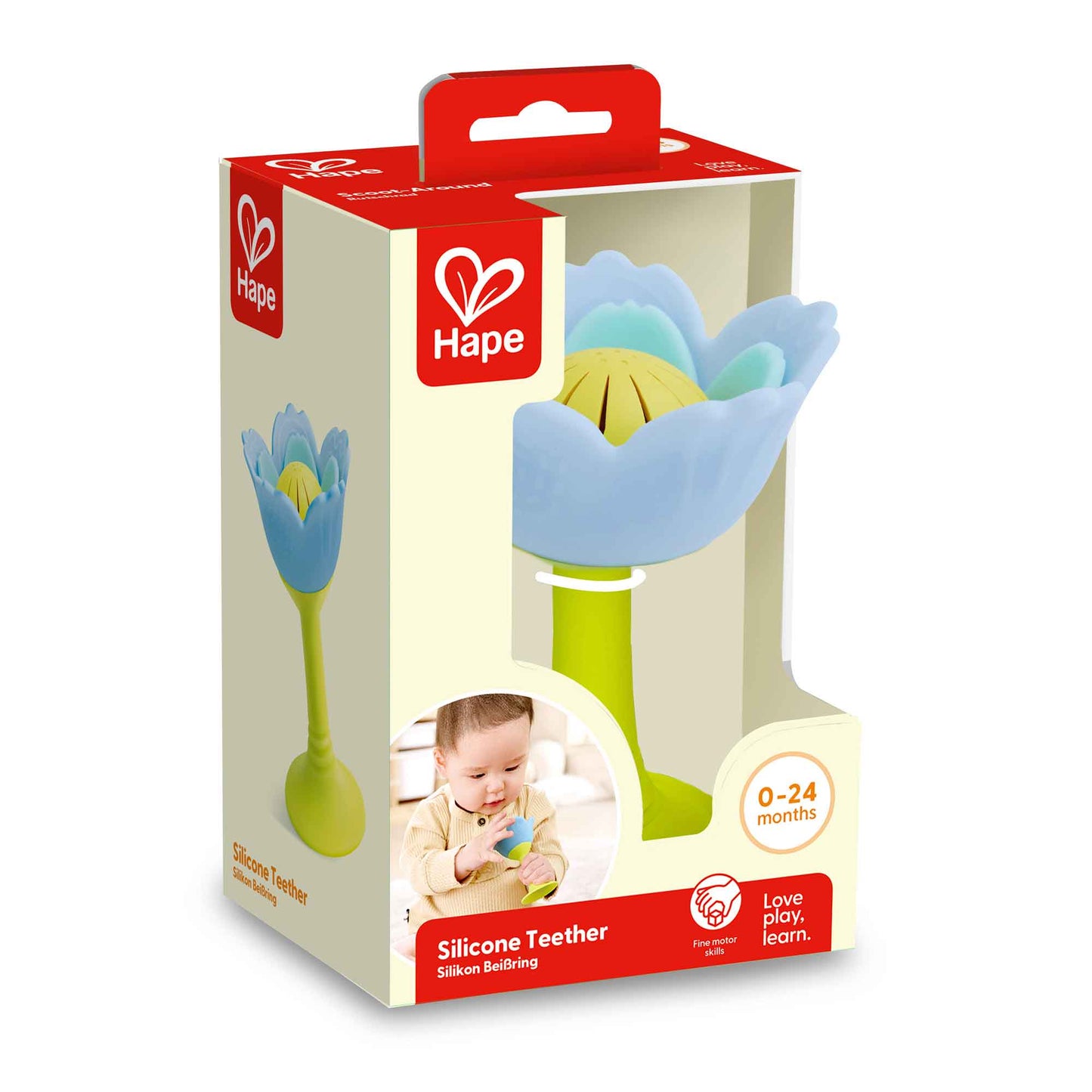 Silicone Rattle & Teether - Blue