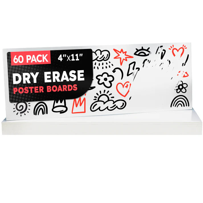 Dry Erase Poster Board - 4 x 11-inch - 60 Pack