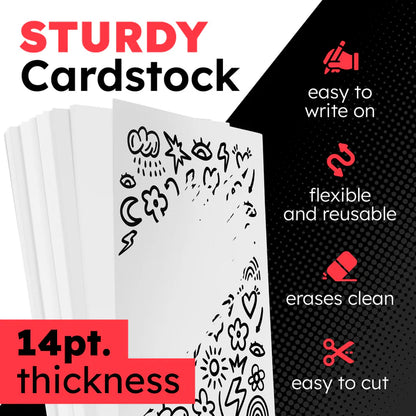 Dry Erase Poster Board - 4 x 11-inch - 60 Pack