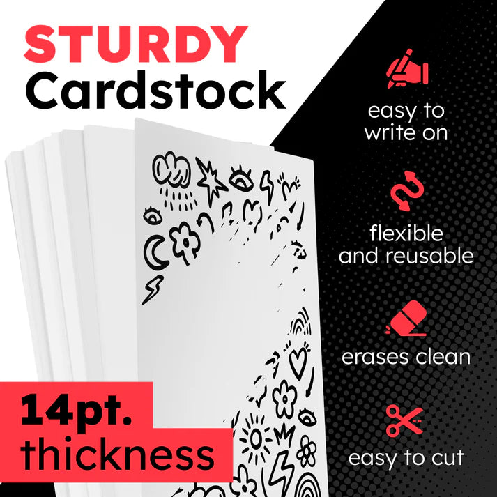 Dry Erase Poster Board - 11 x 14-inch - 60 Pack