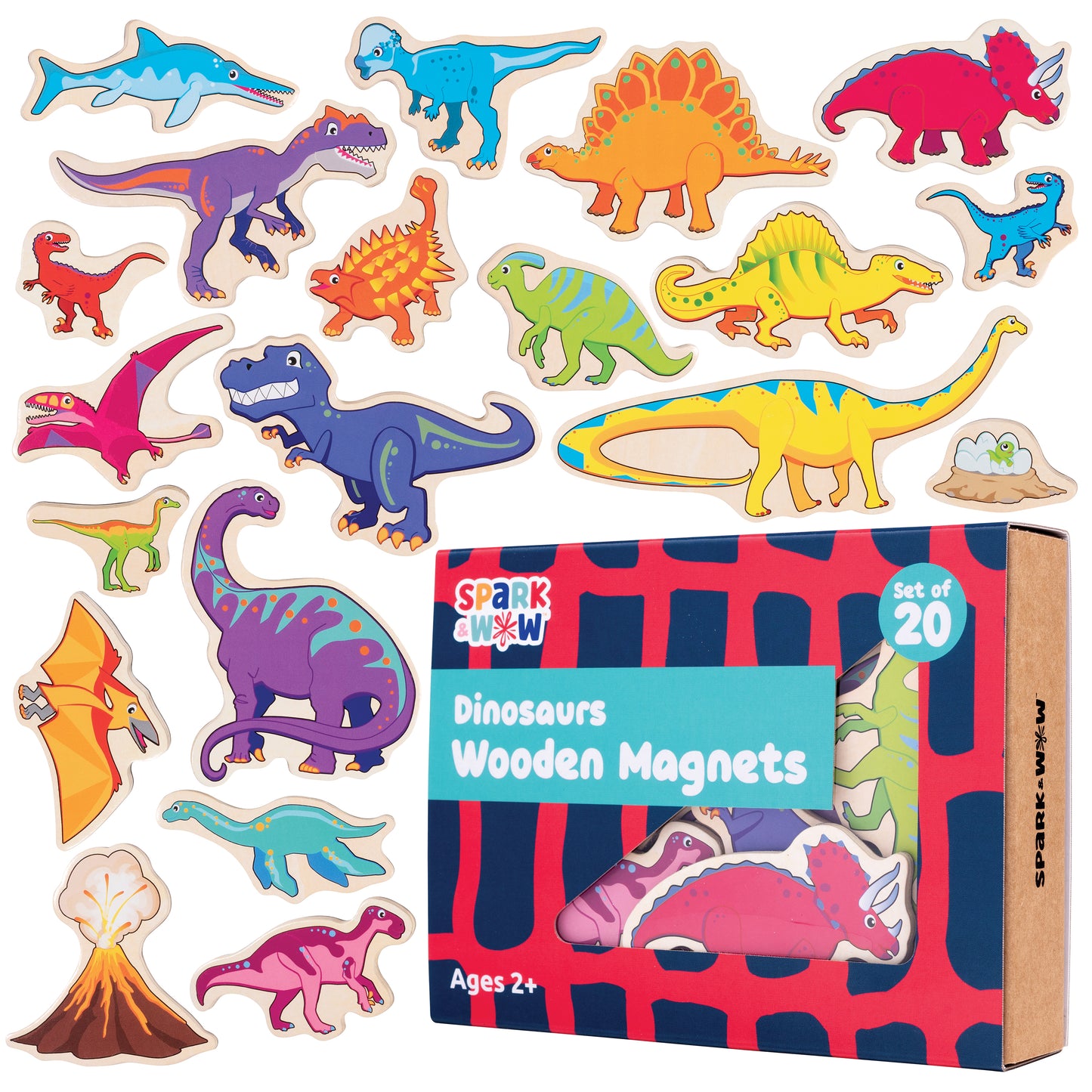 Wooden Magnets - Dinosaurs - 20Pcs