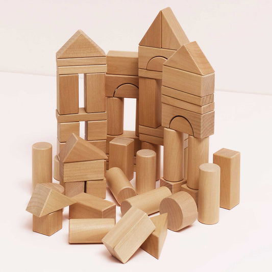 Natural Wood Building Blocks - 60 Pieces