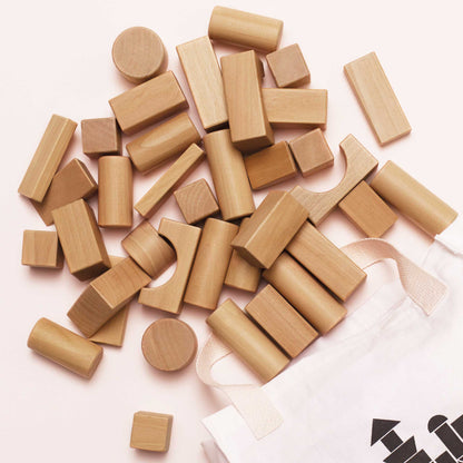 Natural Wood Building Blocks - 60 Pieces