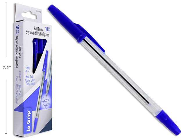 Ballpoint Pens - Blue - Pack of 10