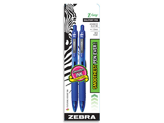 Zebra Z-Grip Retractable Pens - Blue - Pack of 2