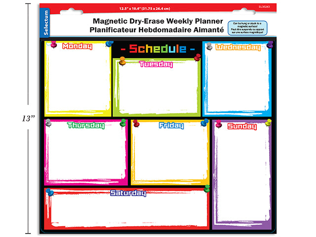 Magnetic Dry-Erase Weekly Planner + Marker - English