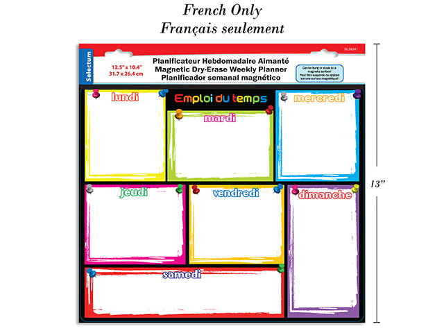 Magnetic Dry-Erase Weekly Planner + Marker - version française
