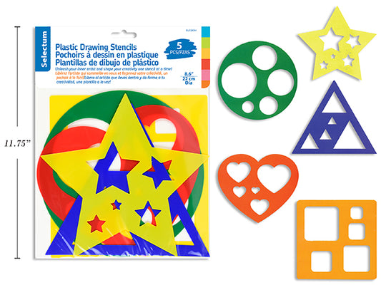Plastic Drawing Stencils 5 Pack