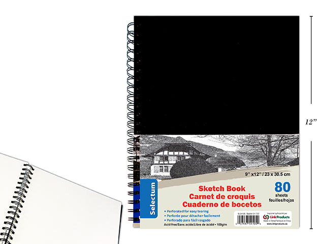 Hardcover Coil Sketchbook - 9" x 12" - 80 Sheets