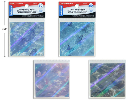 Laser Pet Sticky Notes - 3" x 3" - 60 Pieces - Assorted