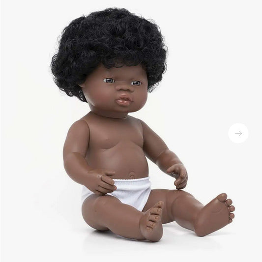African Girl Doll with Hair 15"