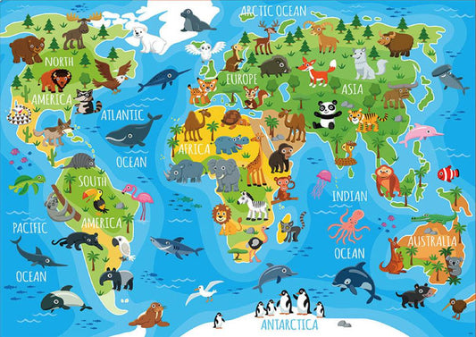 Animal World Map Puzzle 150 pcs