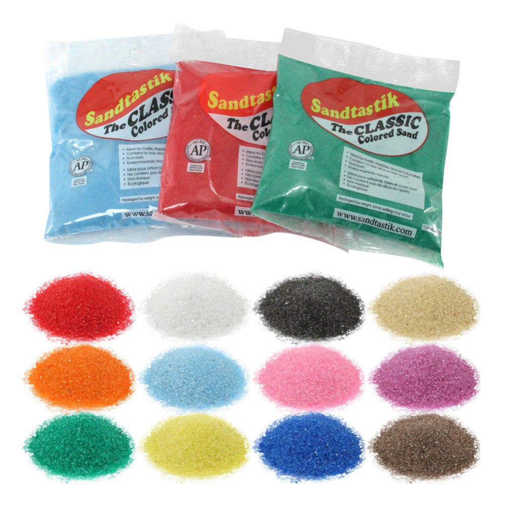 Assorted Coloured Sand- 12 Bags (1lb per bag)