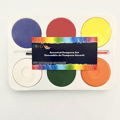 Assorted Tempera Paint Blocks Set- 6 Colours with Brush