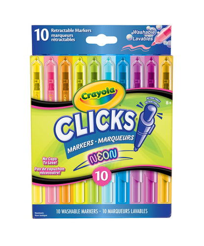Clicks Retractable Markers Neon - Pack Of 10