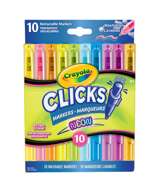 Clicks Retractable Markers Neon - Pack Of 10