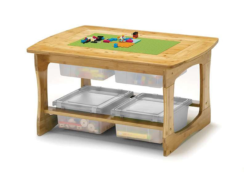 Bamboo Sensory Table With Clear Tubs
